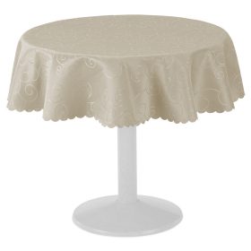   Fata de masa rotunda cu ornament Jemidi, 135 cm, Crem, Poliester, 55264.16.21