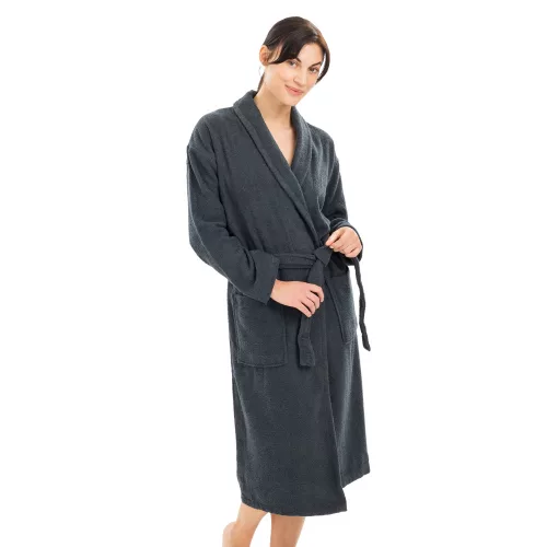 Halat de baie unisex Homelevel, M, Gri, Bumbac organic, 54845.73.2