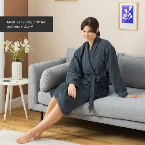 Halat de baie unisex Homelevel, M, Gri, Bumbac organic, 54845.73.2