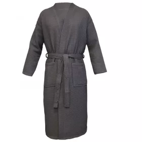   Halat de baie Waffle Pique unisex Homelevel, M, Gri, Bumbac organic, 54916.73.2