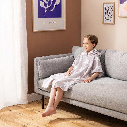 Poncho de baie pentru copii Homelevel, 8-11 ani, Gri, Bumbac, 54888.22.03