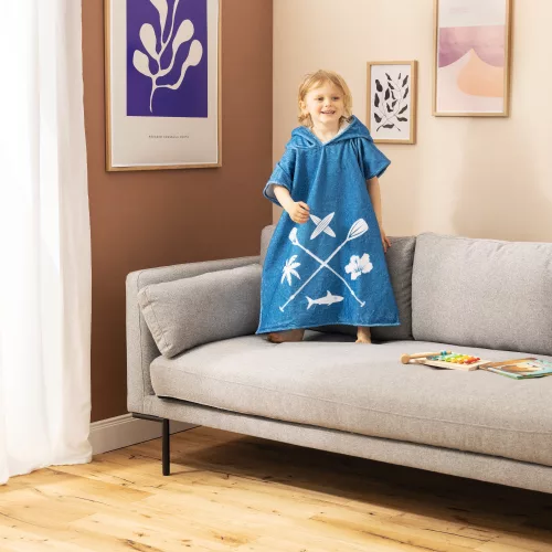 Poncho de baie pentru copii Homelevel, 4-7 ani, Multicolor, Bumbac organic, 54931.04.02