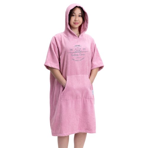 Poncho de baie pentru copii Homelevel, 10-13 ani, Roz, Bumbac organic, 54980.43