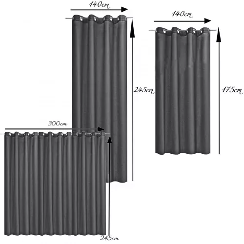 Draperie opaca Stella cu inele Jemidi, 300 x 245 cm, Negru, Poliester, 55288.01.01