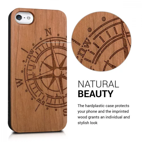 Husa pentru Apple iPhone 5 / iPhone 5s / iPhone SE, Lemn, Maro, 38451.24