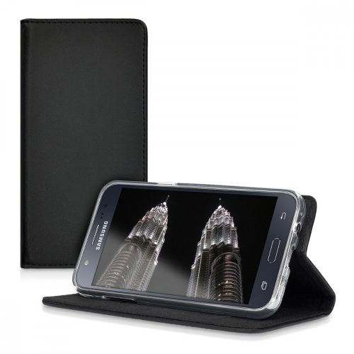 Husa pentru Samsung Galaxy J5, Piele naturala, Negru, 39196.01