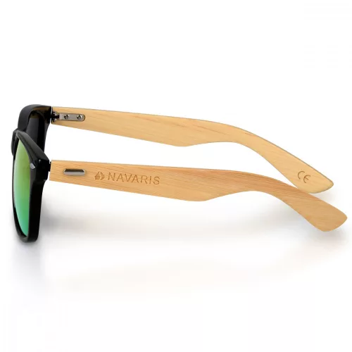 Ochelari de soare unisex Navaris, UV400, Bambus, Verde, 40731.01.07