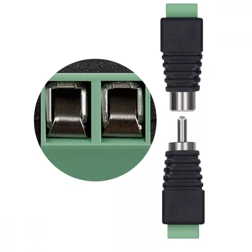 Set 5 Adaptoare audio/video cu RCA mama si tata, Kwmobile, Negru/Verde, Plastic, 42949