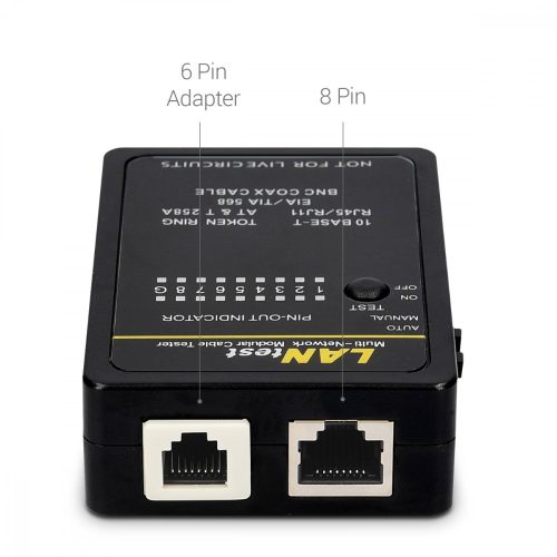 Tester cablu de retea cu PoE - LAN si 2 moduri de scanare, Kwmobile,/Negru, Plastic, 44494.03