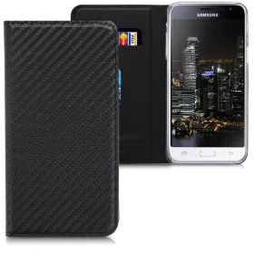   Husa pentru Samsung Galaxy J3 (2016), Piele ecologica, Negru, 45157.01