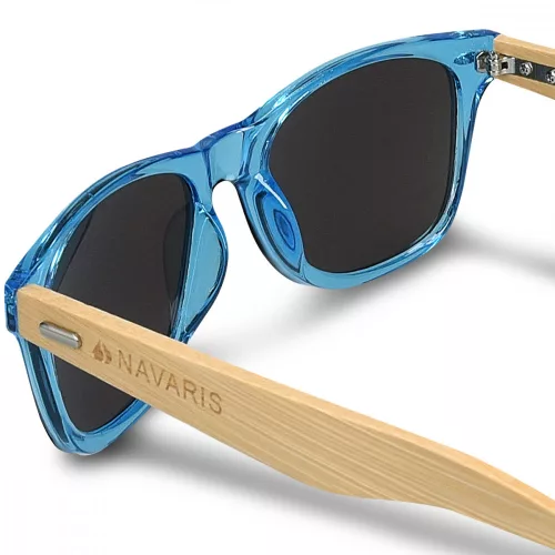 Ochelari de soare unisex Navaris, UV400, Bambus, Albastru, 40731.04.04
