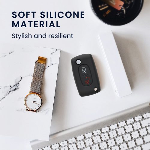 Husa Cheie Auto pentru Peugeot / Citroen - 2 Butoane, Silicon, Negru, 45652.01