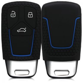   Husa Cheie Auto pentru Audi - 3 Butoane - Keyless Go, Silicon, Negru, 43623.17