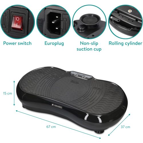 Placa vibromasaj Navaris, 68x39x14 cm, silentioasa, suprafata antiderapanta, negru, plastic