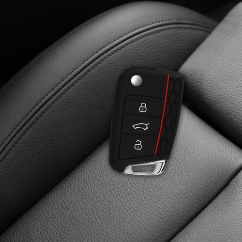 Husa Cheie Auto pentru VW / Skoda / Seat - 3 Butoane, Silicon, Negru, 42888.29
