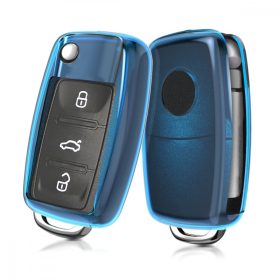   Husa Cheie Auto pentru VW / Skoda / Seat - 2-3 Butoane, Silicon, Albastru, 47188.04