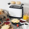 Toaster Navaris 2 felii, 1000W, reglaj rumenire, functie reincalzire, alb, plastic
