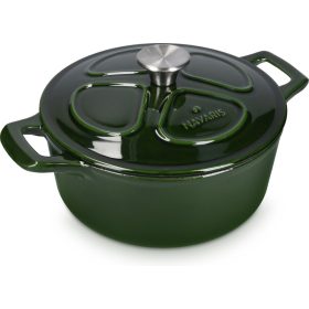  Oala antiaderenta din fonta Navaris pentru plite/cuptoare - 24 cm - 3,5 l - Verde inchis, 48777.01.80