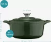 Oala antiaderenta din fonta Navaris pentru plite/cuptoare - 24 cm - 3,5 l - Verde inchis, 48777.01.80