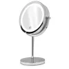 Oglinda Cosmetica cu suport, Iluminare LED, senzor tactil reglabil, marire 5x, reglabila 360 °, 48930.42