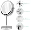 Oglinda Cosmetica cu suport, Iluminare LED, senzor tactil reglabil, marire 5x, reglabila 360 °, 48930.42