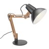 Lampa de masa Navaris, birou din lemn, 38 cm, design minimalist, gri/gri inchis, lemn