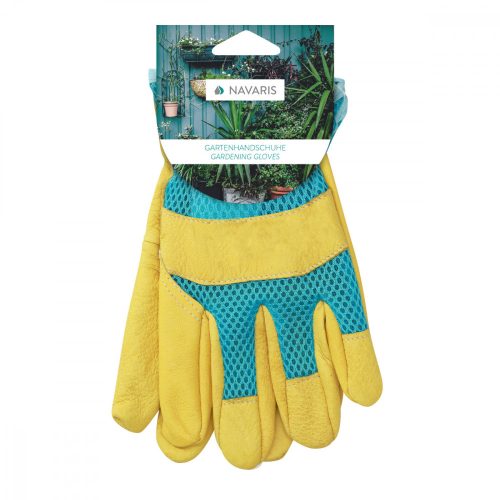 Manusi de gradinarit din piele naturala Navaris, Marime L, Tesatura 3D, 49175.3