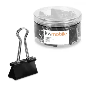   Set 50 Clipsuri pentru documente 25 mm, Kwmobile, Negru, Metal, 49442.03