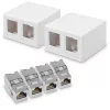Set 2 Prize ecranate duble de retea RJ45 cu 2 mufe CAT 6A, Kwmobile, Alb, Plastic, 50454.02.02