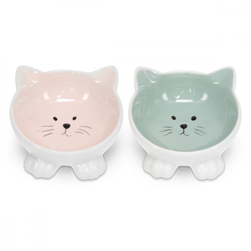 Set 2 Boluri din ceramica pentru pisici Navaris, Anti-alunecare, 50736.02