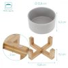 Set 2 Boluri pentru pisici si caini cu suport din bambus Navaris, 550 ml, Gri, 48350.1.22
