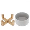 Set 2 Boluri pentru pisici si caini cu suport din bambus Navaris, 550 ml, Gri, 48350.1.22