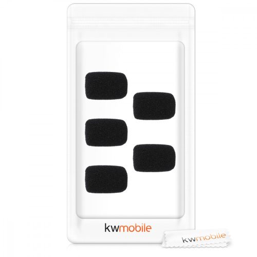 Set 5 Huse pentru microfon 1.8 x 2x 0.8 cm, Kwmobile, Negru, Spuma cu memorie, 51271.02