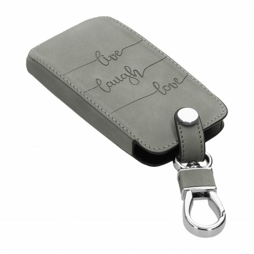 Husa Cheie Auto pentru Renault / Dacia - 4 Butoane - Keyless Go, Piele nabuc, Gri, 48565.09