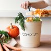 Cos de compost metalic Navaris, 3 L, capac cu filtru, 3 filtre incluse, pentru bucatarie, crem, metal