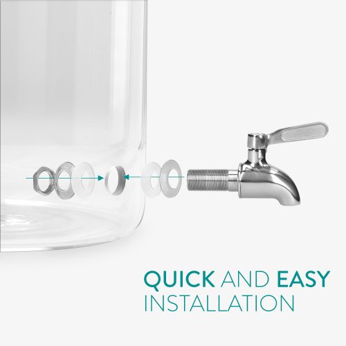 Dozator de bauturi din sticla Navaris cu robinet si stand, 7 l, Maro, 46785.05