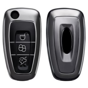   Husa Cheie Auto pentru Ford - 3 Butoane, Silicon, Negru, 48039.95