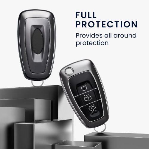 Husa Cheie Auto pentru Ford - 3 Butoane, Silicon, Negru, 48039.95