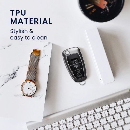 Husa Cheie Auto pentru Ford - 3 Butoane, Silicon, Negru, 48039.95