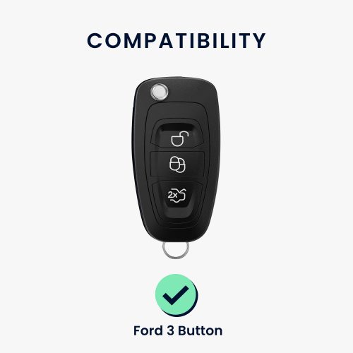 Husa Cheie Auto pentru Ford - 3 Butoane, Silicon, Negru, 48039.95