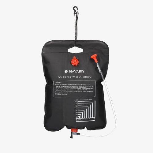 Set 2 x Dus solar de camping Navaris cu furtun si robinet, 20L, Negru, 45686.03.01