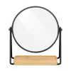 Oglinda cosmetica Navaris 1x/2x cu tava bambus, 17.5 cm diametru, 20.5 cm inaltime, maro, bambus