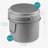 Set oala si tigaie pentru camping din titan Navaris, 1100 ml si 450 ml, 53304.01