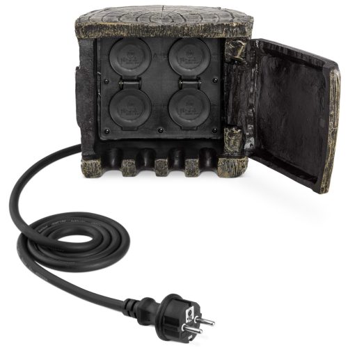 Priza exterioara Navaris Stump, capac, IP44, camuflaj gradina, maro, polipropilena