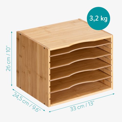 Organizator documente Navaris, 33x24.5x26 cm, rafturi reglabile, birou, maro, bambus