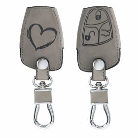   Husa Cheie Auto pentru Mercedes Benz - 2-3 Butoane, kwmobile, Piele nabuc, Gri, 54576.01