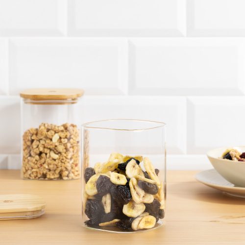 Set 3 Borcane de depozitare cu capac din bambus Navaris, 1000 ml, 54601.01.03