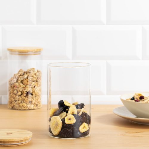 Set 3 Borcane de depozitare cu capac din bambus Navaris, 1000 ml, 54600.02.03