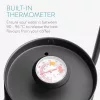 Fierbator cafea Navaris pour-over, 1000 ml, termometru integrat, argintiu, lemn/otel inoxidabil