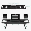 Suport baie extensibil Navaris, 75-108 cm, stand tableta si pahar, lemn de fag, negru, lemn